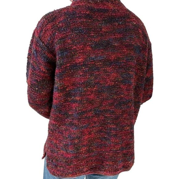 Vintage Peruvian Connection Hand Knit Rainbow 100% Wool Turtleneck Sweater Sz M - Picture 6 of 7